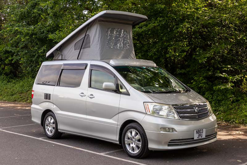 Alphard Camper - Front Right Roof Up