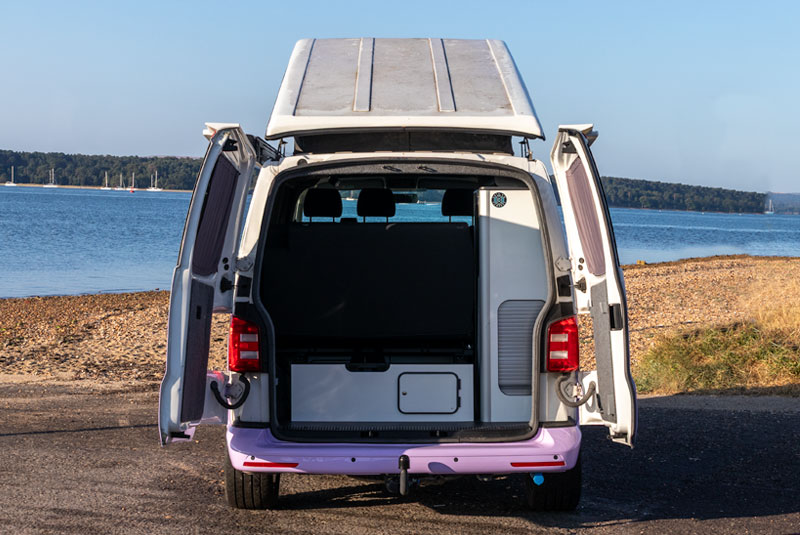 VW Transporter T6 140bhp Sportline Camper - Rear Doors Open Roof Up