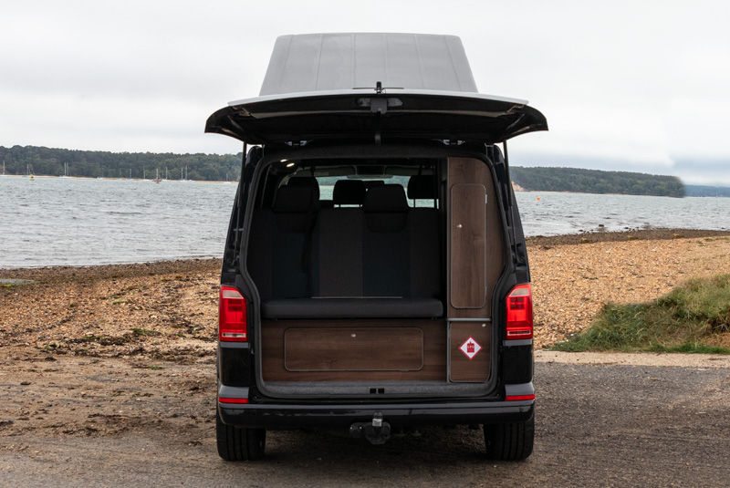VW Transporter T6 140bhp Camper - Rear Doors Open Roof Up