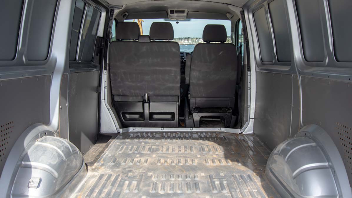 Interior of kombi before conversion